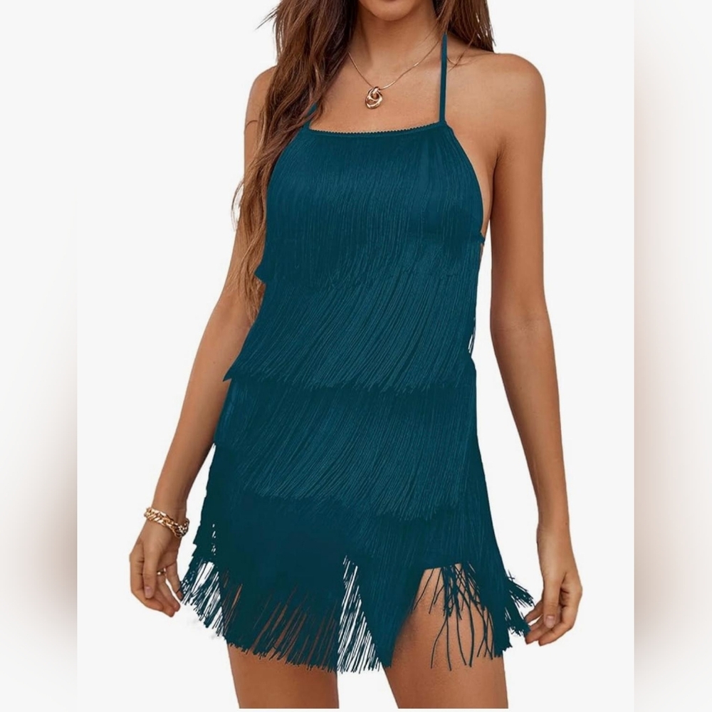 LYANER Fringe Halter Sleeveless Romper